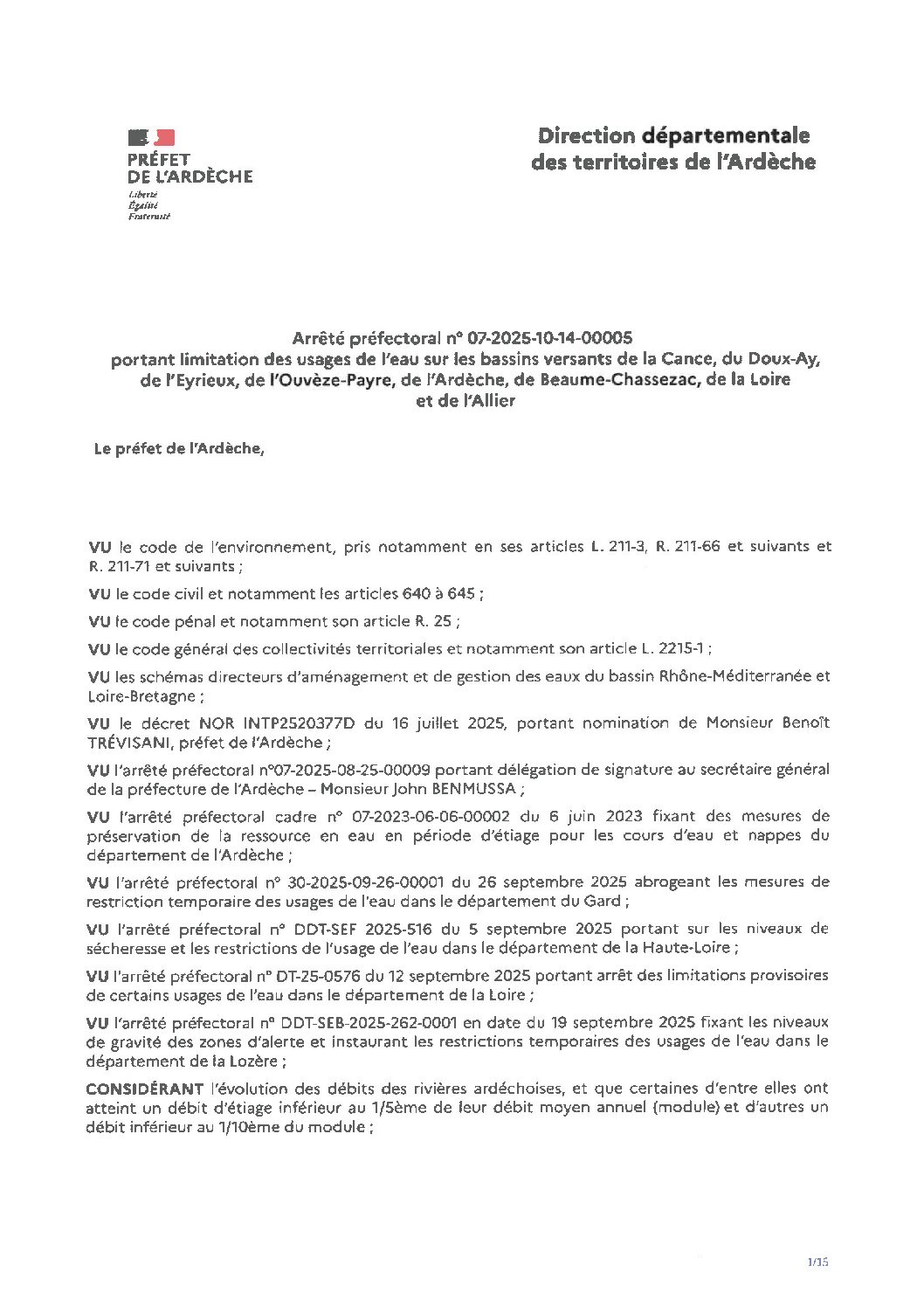 ALERTE SECHERESSE
