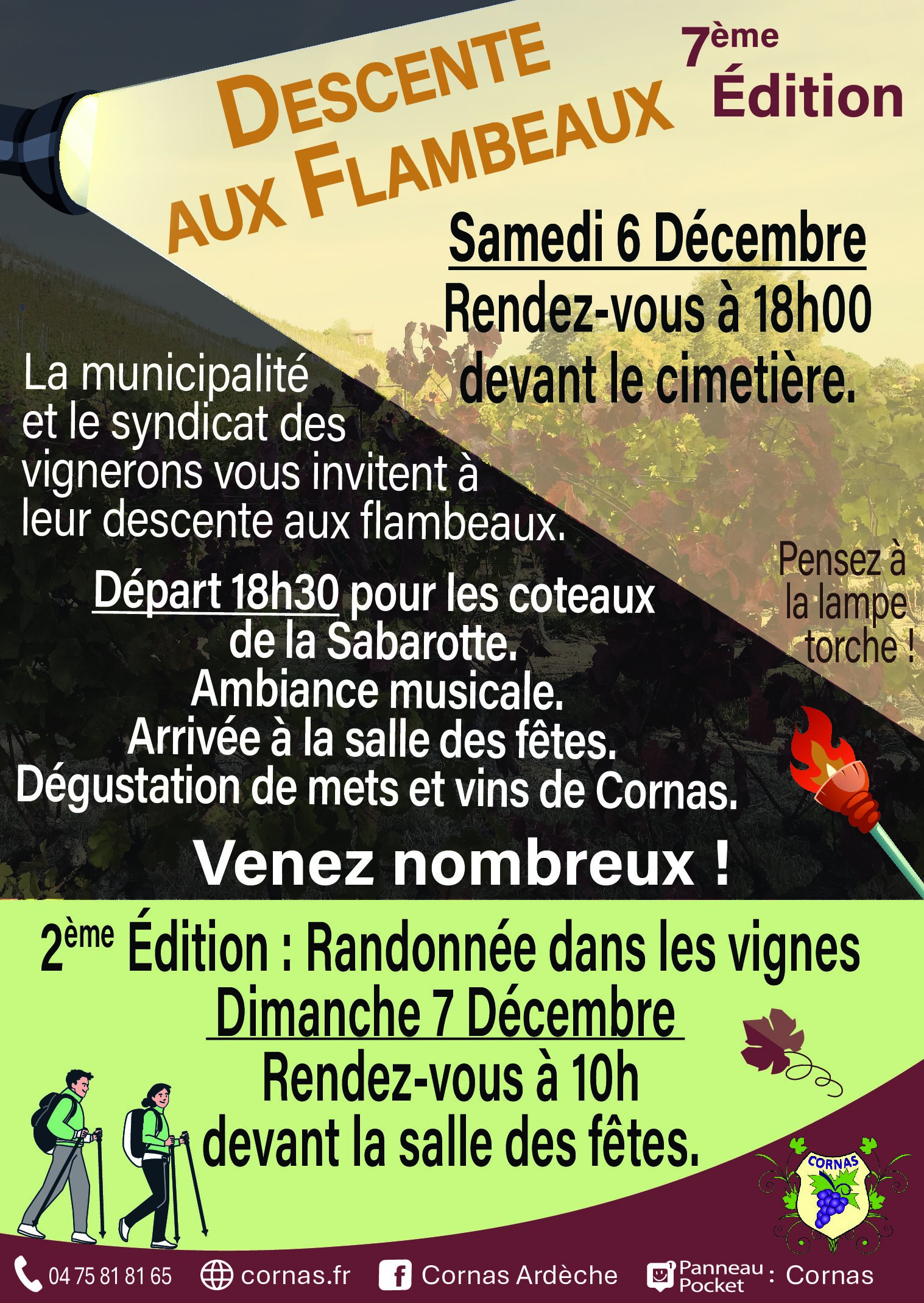 Descente aux Flambeaux et Randonnée dans les Vignes